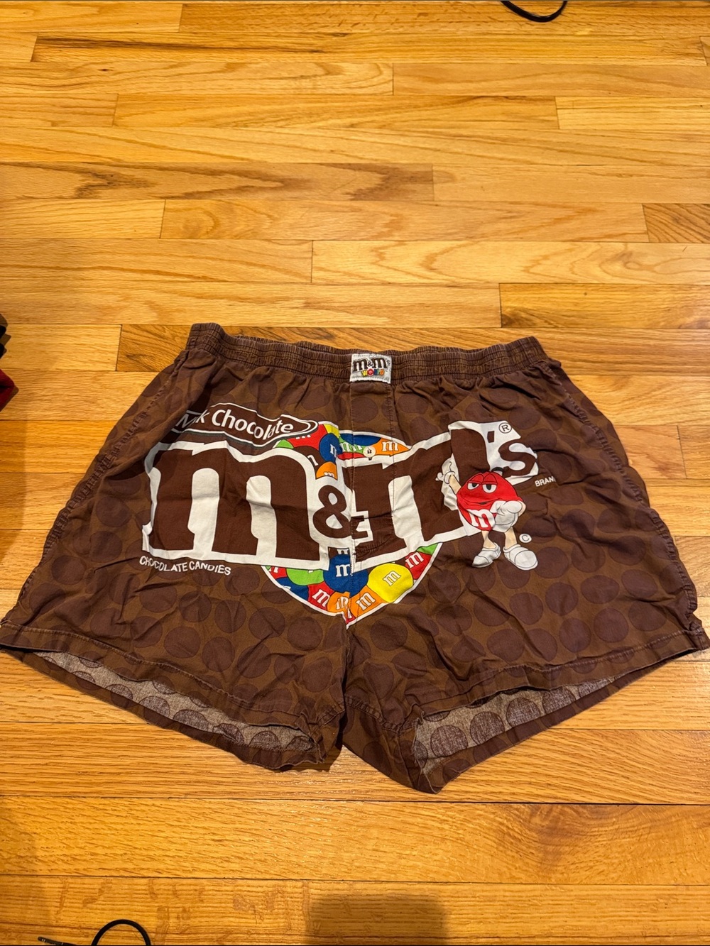 M&M'S Brown Men's Logo Lounge Shorts boxers with Multicolor Candy Heart Sz 2XL